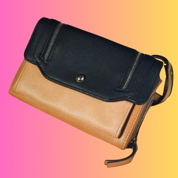 Jessica Simpson Handbags - Jessica Simpson Two Tone Brown & Black Crossbody Bag Purse